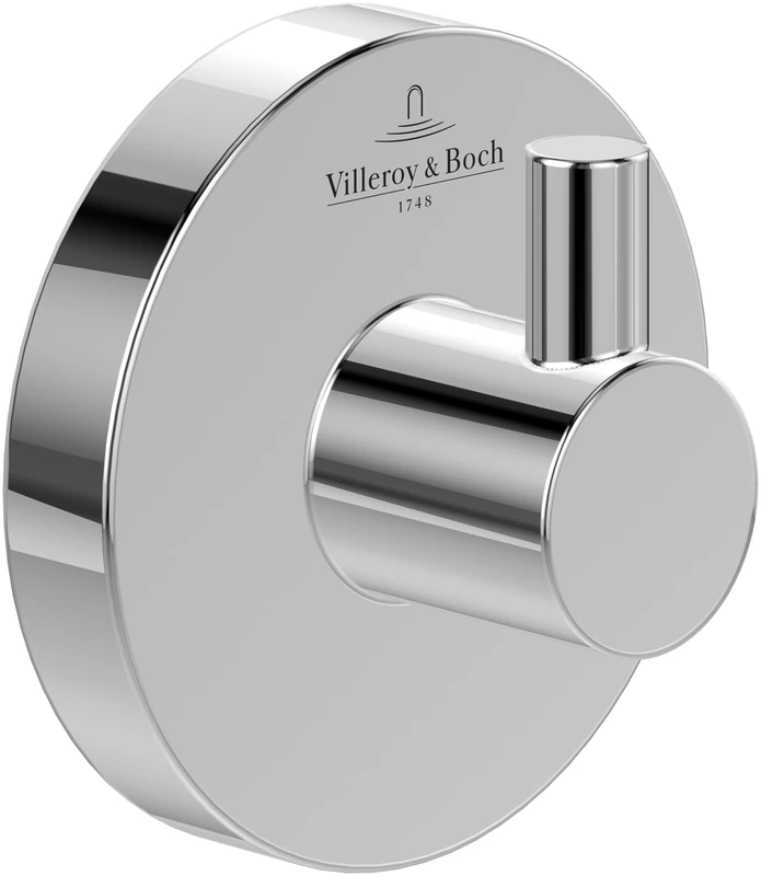 Villeroy & Boch Elements - Tender Towel Hook, Towel Holder for Wall Installation, Towel Hook Made from zinc, Bathroom Accessory, Round Bathroom Hook, 54 x 32 x 54 mm, Chrome