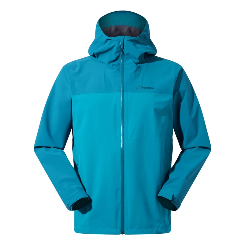 Berghaus Men's Arnaby Lightweight Stretch Waterproof Hooded Jacket | Breathable | Lightweight Rain Coat, Deep Ocean