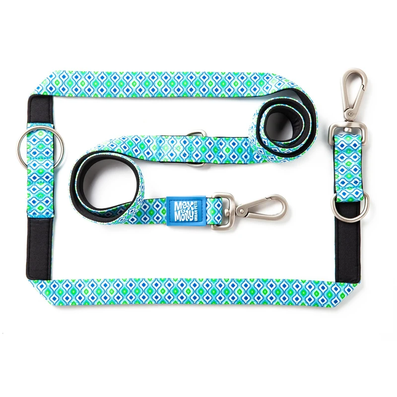 Max & Molly Multifunctional Dog Lead 2 m with 2 Carabiners, Retro Blue/L Shoulder Lead, Padded, Safe and Flexible, Comfort for Your Faithful Companion