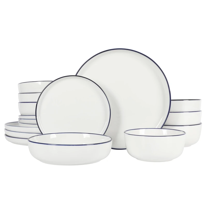 Gibson Home Oslo 16 Piece Dinnerware Set - Blue Rim
