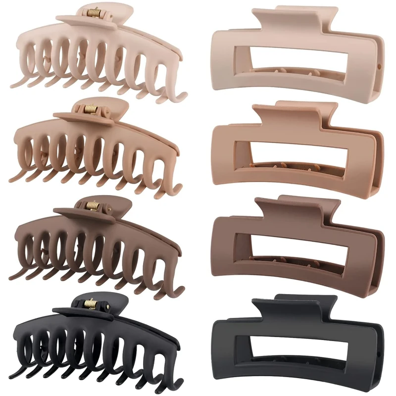 Apprise Deals 8 Pack 4.3" Matte Hair Claw Clips - Grip for Thick Hair