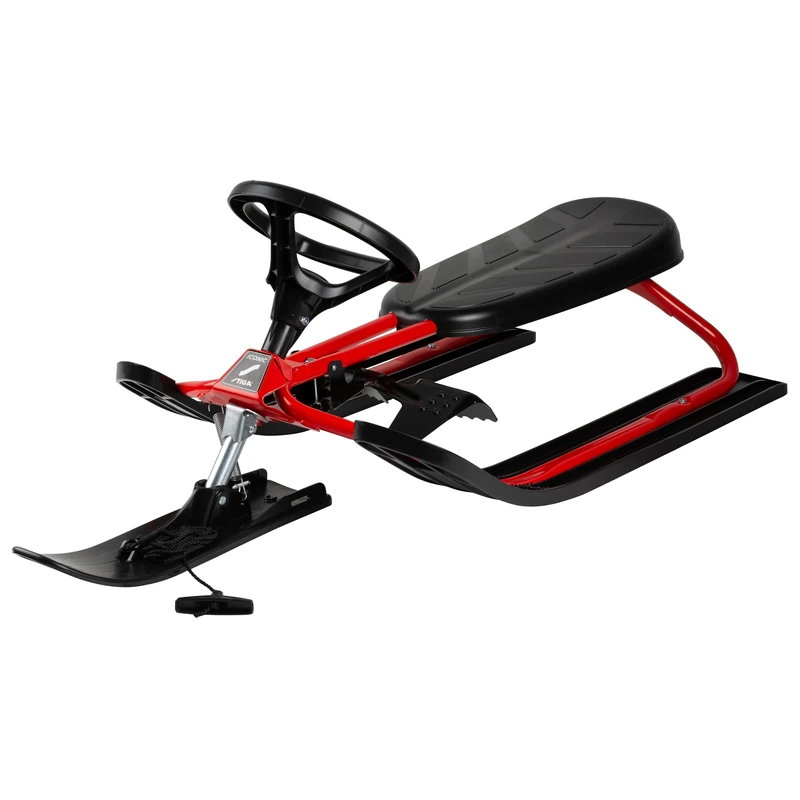 STIGA Snowracer ICONIC Classic Steering Sledge with Steering Wheel and Brakes for Children from 5 Years Old - Red