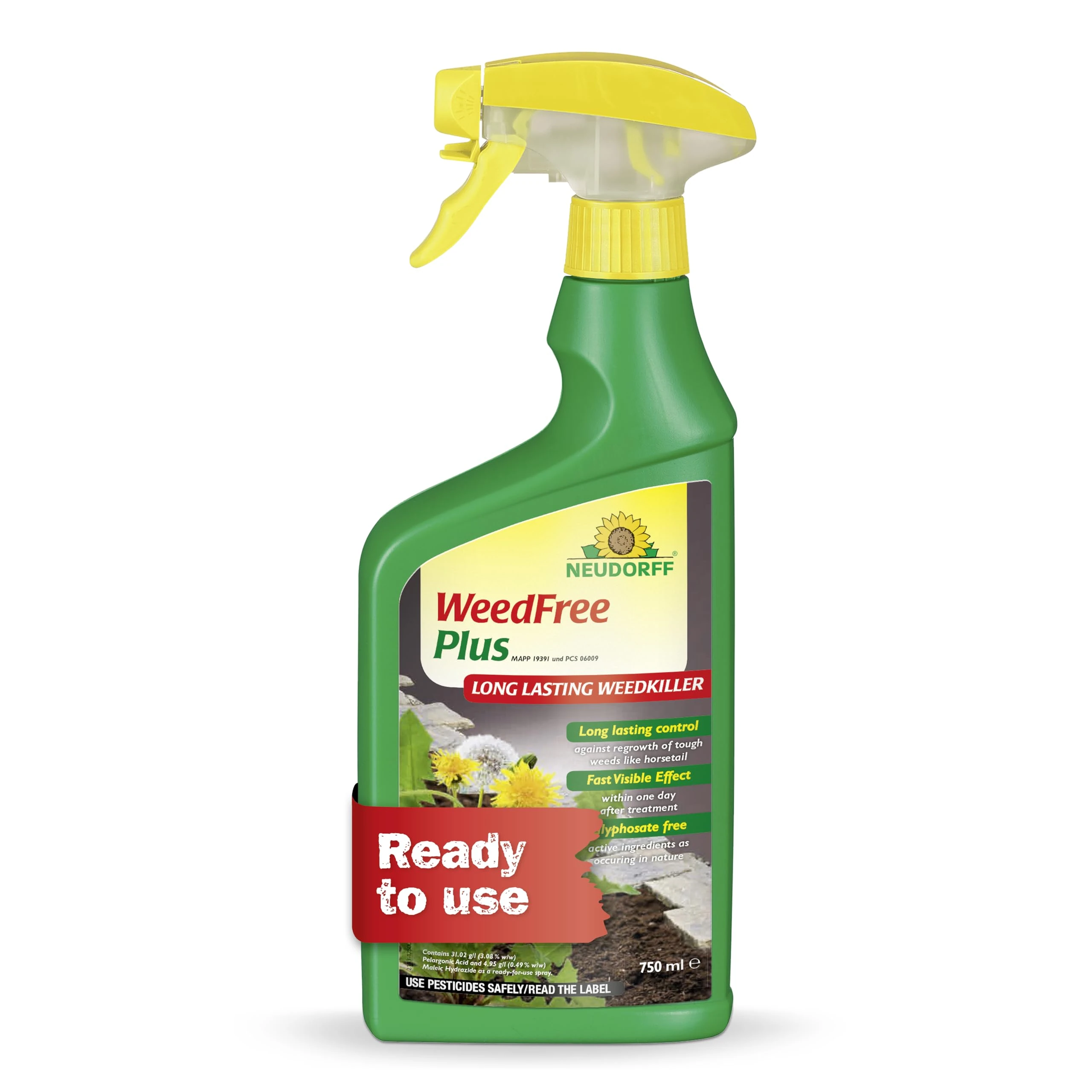 Neudorff WeedFree Plus RTU Weed Killer Spray, 750 ml, Glyphosate Free Spray, Weed Remover, Animal Fiendly, Herbicide