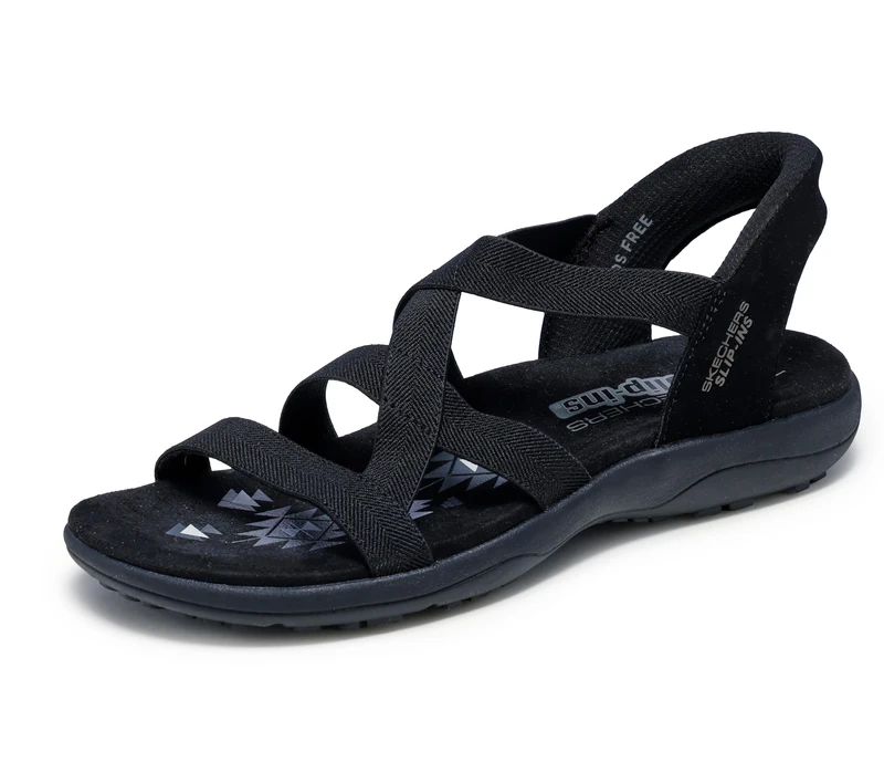 Skechers Women's Reggae Slim - Stretch Flex Hands Free Slip-ins Sandal, black, 7.5 UK