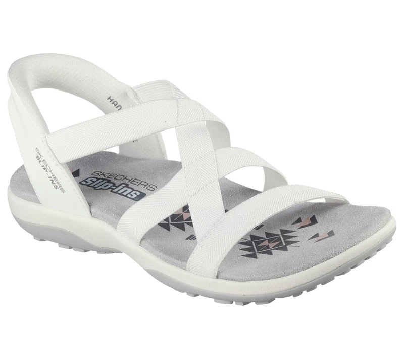 Skechers Women's Reggae Slim Stretch Flex Sandal, White, 4 UK