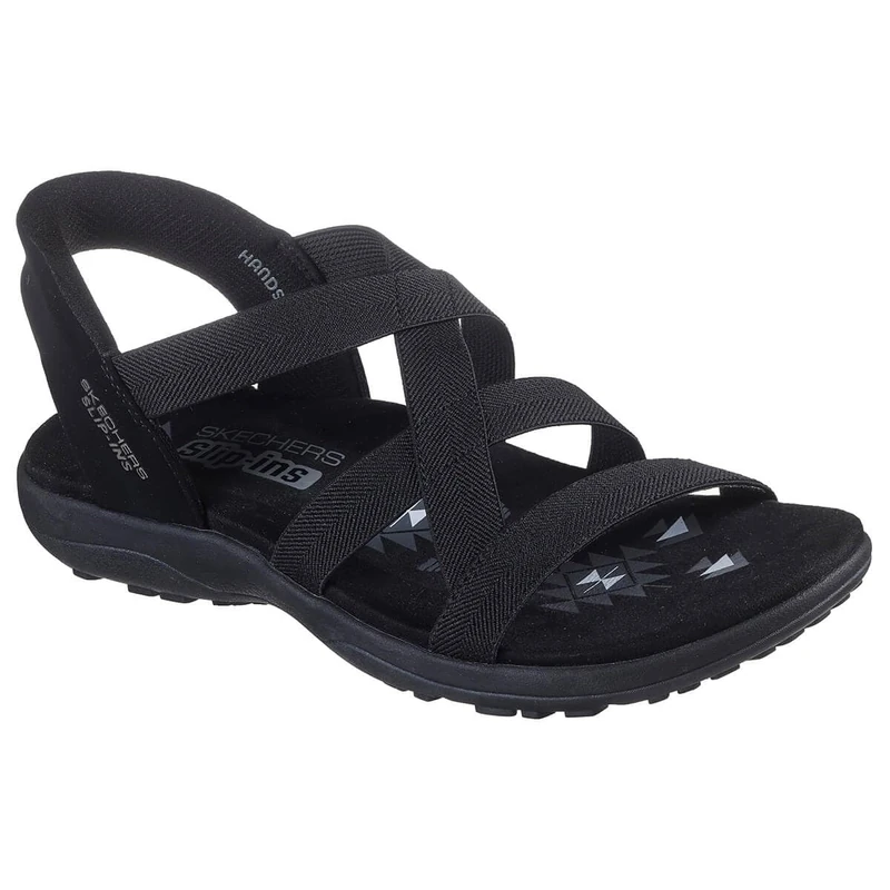 Skechers Women's Reggae Slim-Stretch Flex Slip-ins Sandal, Black, 4 UK