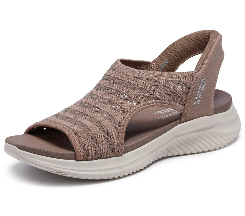 Skechers Women's Ultra Flex 3.0-Sun Warmth Hands Free Slip-ins Sandal, Mocha, 6.5 UK