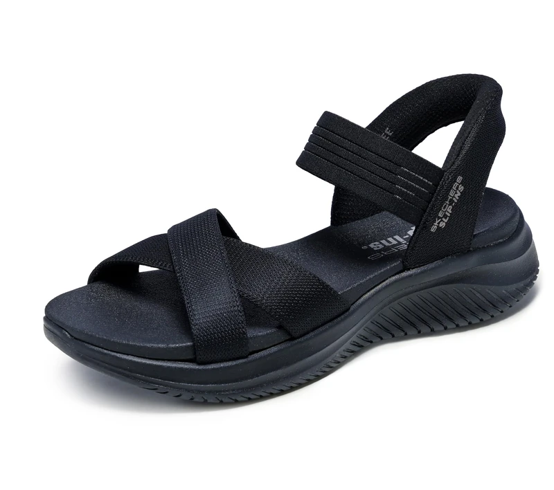 Skechers Women's Ultra Flex 3.0-Never Netter Hands Free Slip-ins Sandal, Black, 8 UK