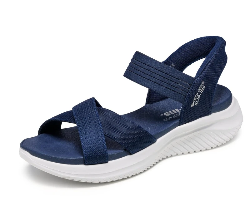 Skechers Women's Ultra Flex 3.0-Never Netter Hands Free Slip-ins Sandal, Navy, 8 UK