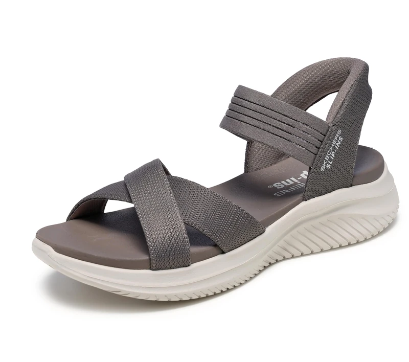 Skechers Women's Ultra Flex 3.0-Never Netter Hands Free Slip-ins Sandal, Dark Taupe, 6.5 UK