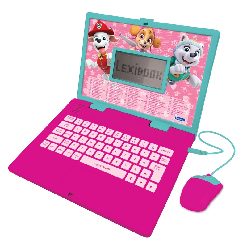 LEXIBOOK, Paw Patrol, Educational and Bilingual Laptop in ENGLISH/SPANISH, Toy for children with 124 activities to learn, play games and music, Pink, JC598PAGi2