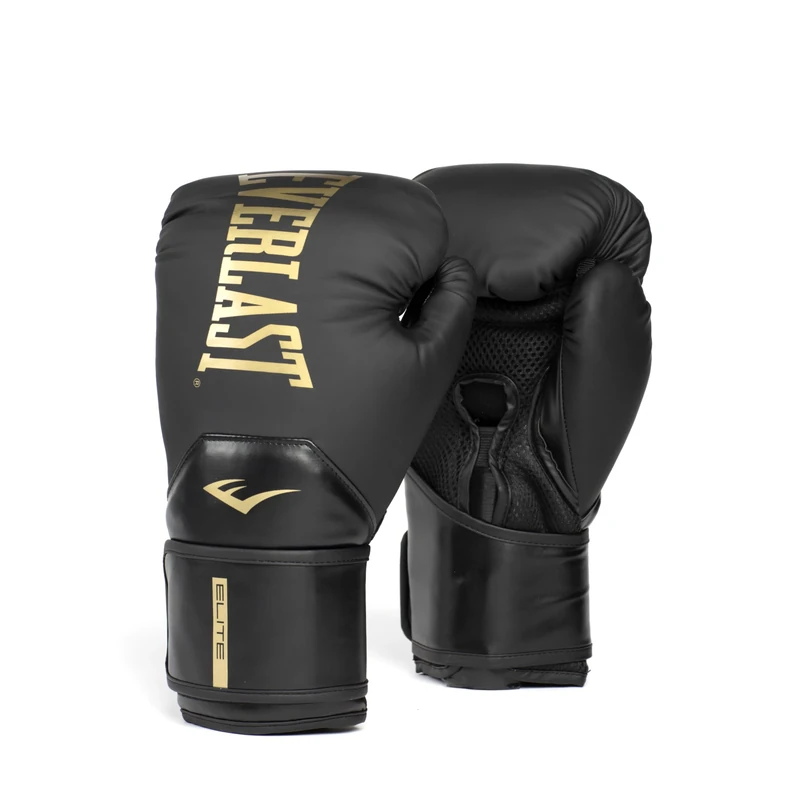 Everlast Elite 2 12oz Boxing Gloves, Gold/Black Boxing Gloves for Bags, Mitt Work & Sparring, Hook and Loop Strap, Ergonomic Grip Bar, Split-Style Foam Combination - Authentic Everlast Gear