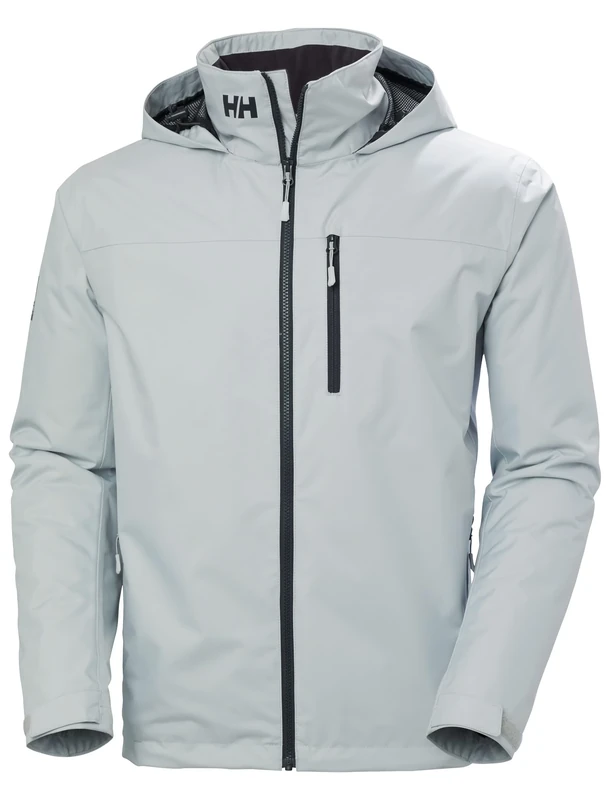 Helly Hansen Crew Hooded Midlayer 2.0 Waterproof Jackets for Men with Insulated Windproof Sailing Fabric and Packable Hood, 853 Grey Fog, L
