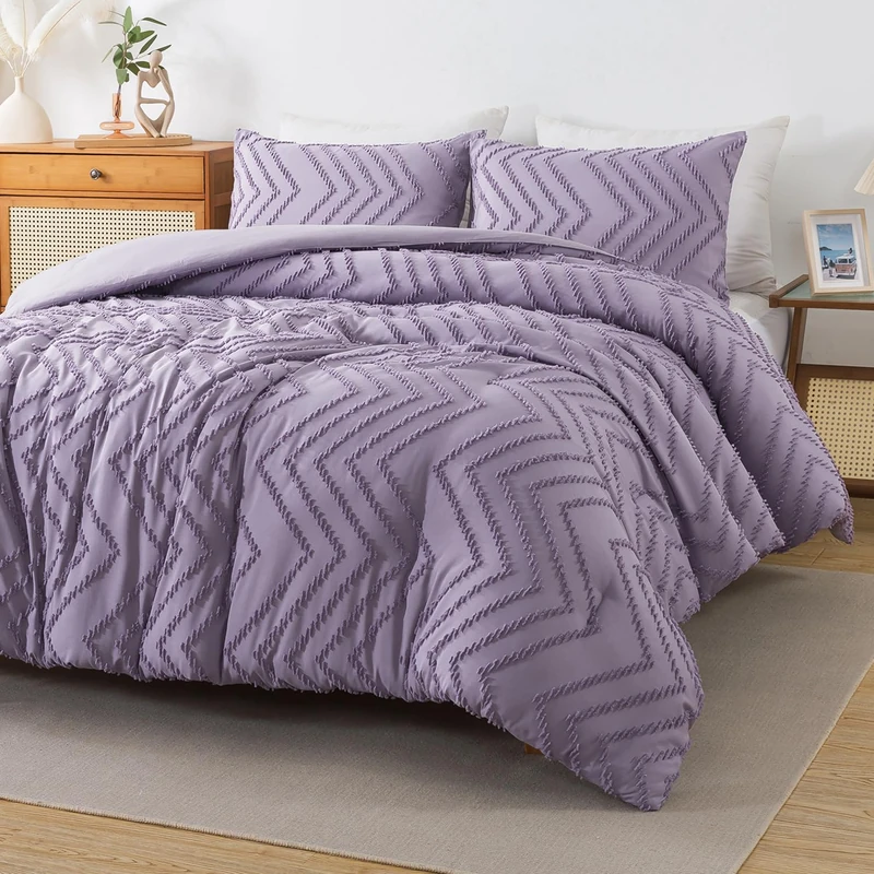 Andency Purple Comforter Set Full Size, 3 Pieces Soft Bedding Set