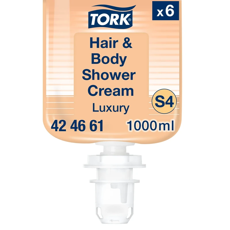 Tork Luxury 3-in-1 Hair & Body Shower Cream S4, Argan Vanilla Scent, 6 x 1000ml, 424661
