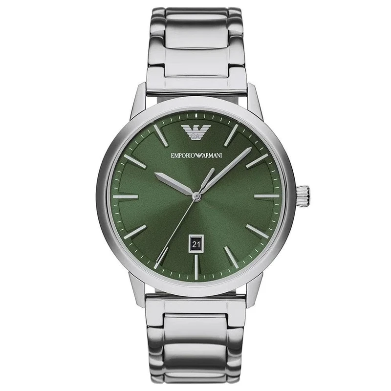 Emporio Armani Watch for Men, Quartz Three Hand Date Movement and 43mm Case Size with Stainless Steel Strap