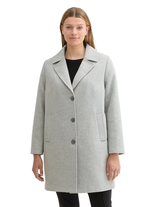 TOM TAILOR Women's 1043639 Coat, 21373-Medium Silver Grey Melange, 46, 21373 - Medium Silver Grey Melange, 46
