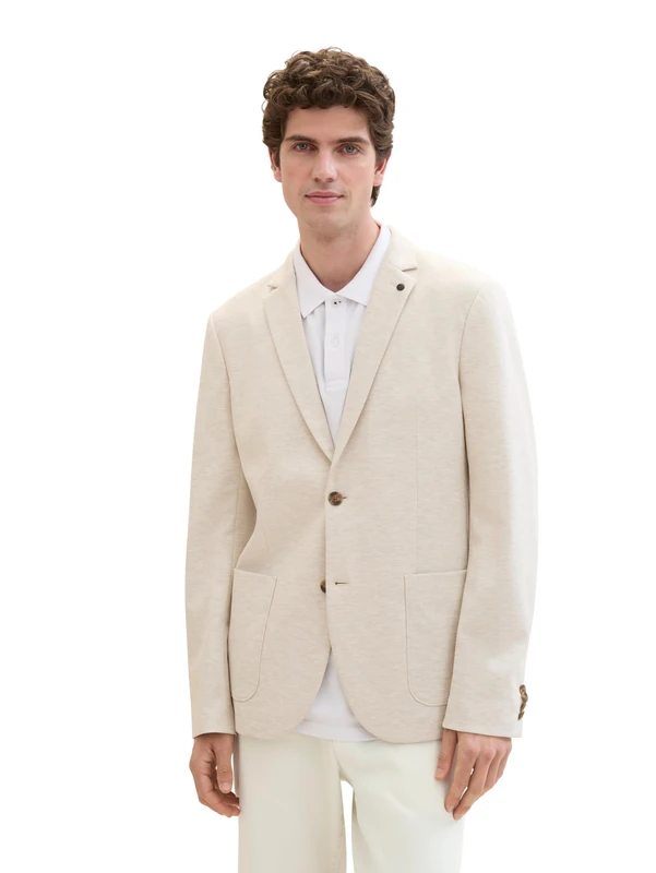 TOM TAILOR Men's 1043635 Blazer, 35673-Light Beige Melange, 40