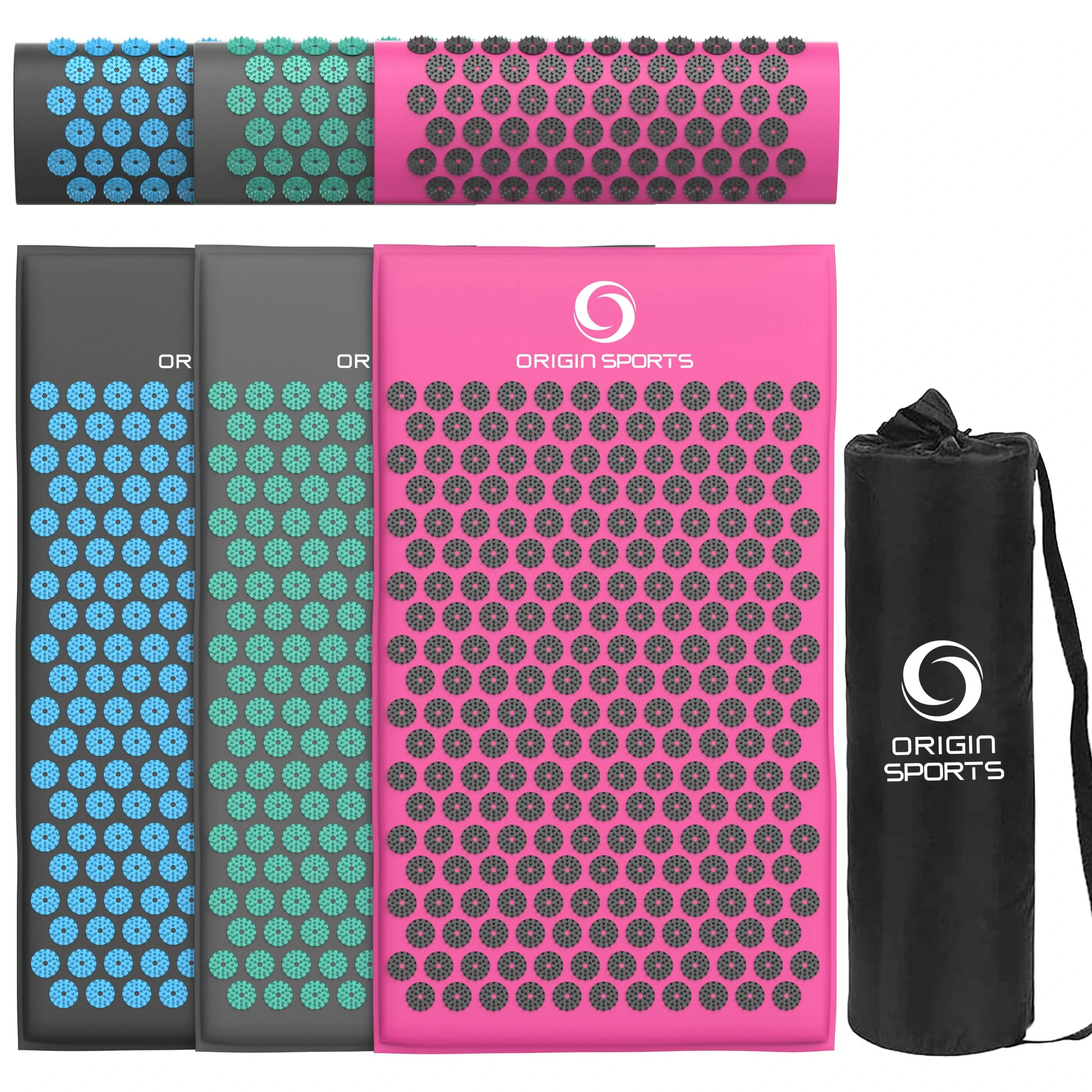 Acupressure body mat and Pillow - Yantra Shakti Massage mat long - Relieve Back and Neck Pain, Relax Muscles, Relieve Insomnia - Includes Washable Cover, Travel Bag (Pink)