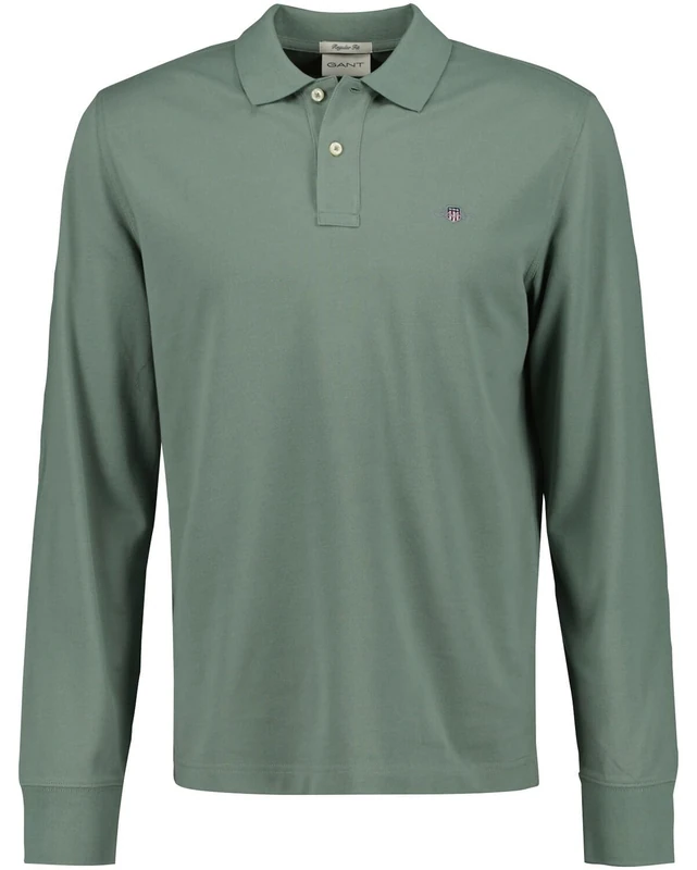 GANT Men's Reg Shield LS Pique Polo Shirt, Pastel Green, XXL