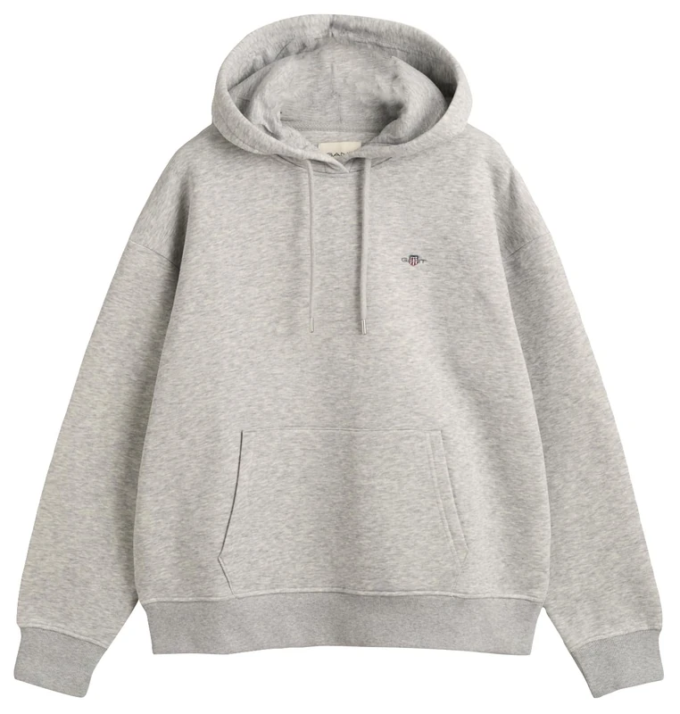 GANT Women's Shield Hoodie Hooded Sweatshirt, Light Grey Mix, XL