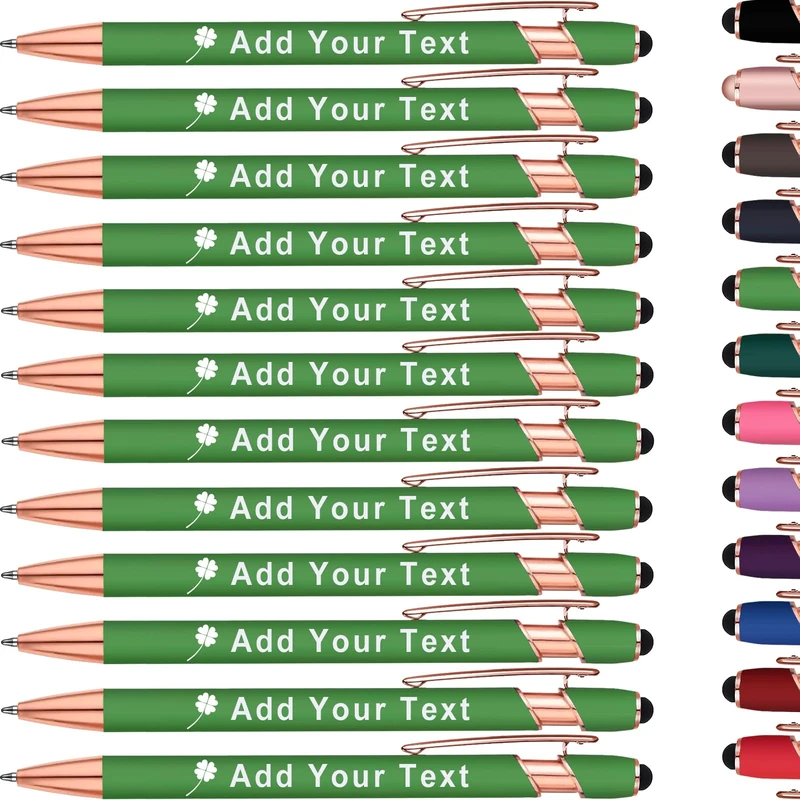 KoelntDIY Personalised Pens Custom Ballpoint Pen with Stylus Tip Customised Engraved Metal Pen with Name Text Logo for Business Writing Graduation Journaling Signature 12 Colors