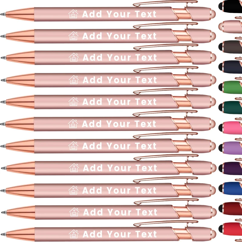 KoelntDIY Personalised Pens Custom Ballpoint Pen with Stylus Tip Customised Engraved Metal Pen with Name Text Logo for Business Writing Graduation Journaling Signature 12 Colors