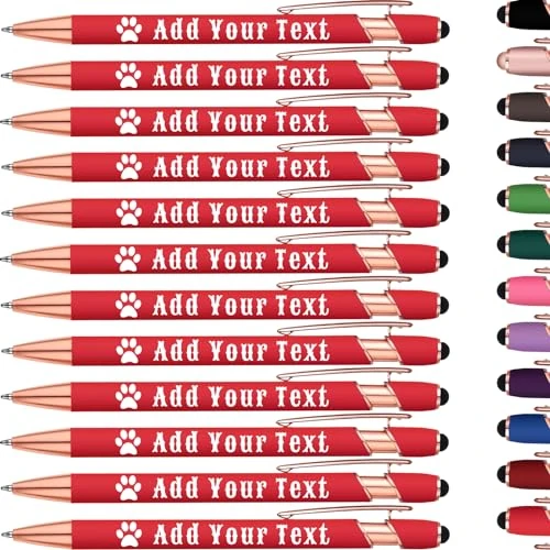 KoelntDIY Personalised Pens Custom Ballpoint Pen with Stylus Tip Customised Engraved Metal Pen with Name Text Logo for Business Writing Graduation Journaling Signature 12 Colors