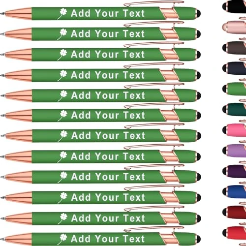 KoelntDIY Personalised Pens Custom Ballpoint Pen with Stylus Tip Customised Engraved Metal Pen with Name Text Logo for Business Writing Graduation Journaling Signature 12 Colors