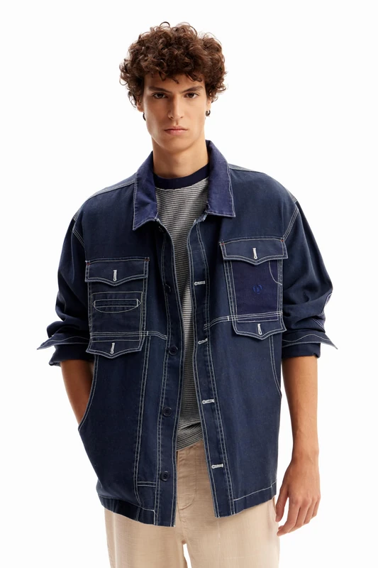Desigual Men's Chaq_Narciso Denim Jacket, Blue, L