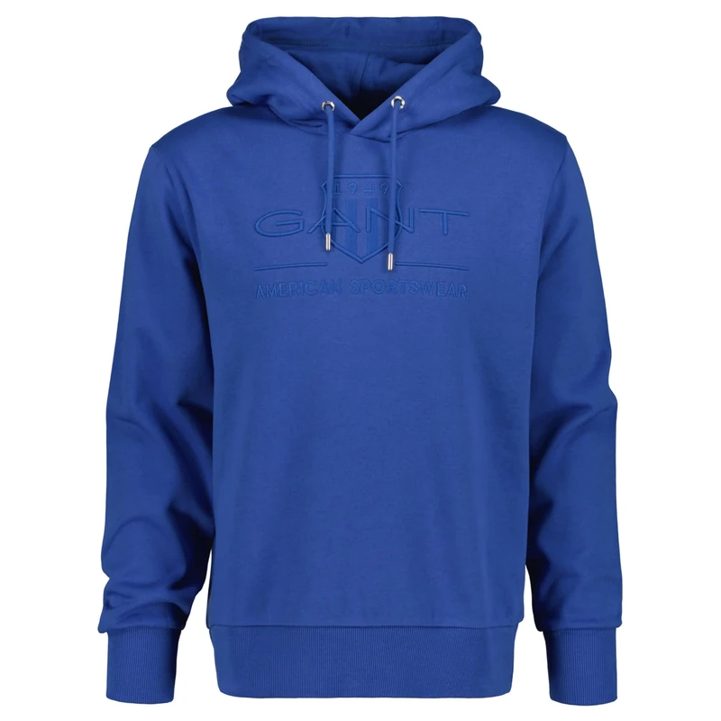 GANT Men's Reg Tonal Shield Hoodie Hooded Sweatshirt, Rich Blue, M