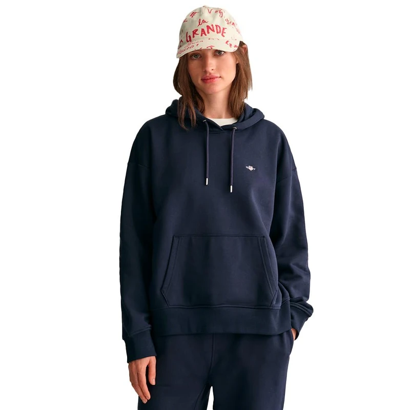 GANT Women's Shield Hoodie Hooded Sweatshirt, Evening Blue, S