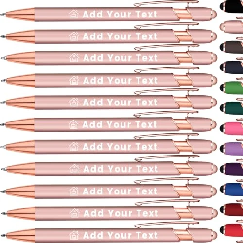 KoelntDIY Personalised Pens Custom Ballpoint Pen with Stylus Tip Customised Engraved Metal Pen with Name Text Logo for Business Writing Graduation Journaling Signature 12 Colors