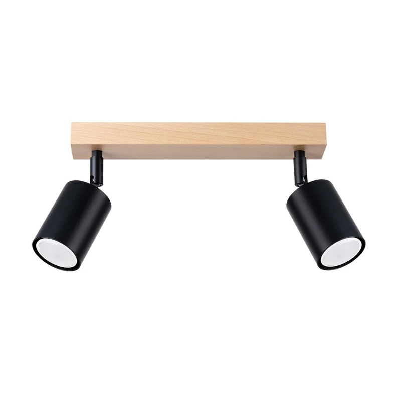 Sollux Verdo Modern Ceiling spot Twin Wood, Black 2X GU10