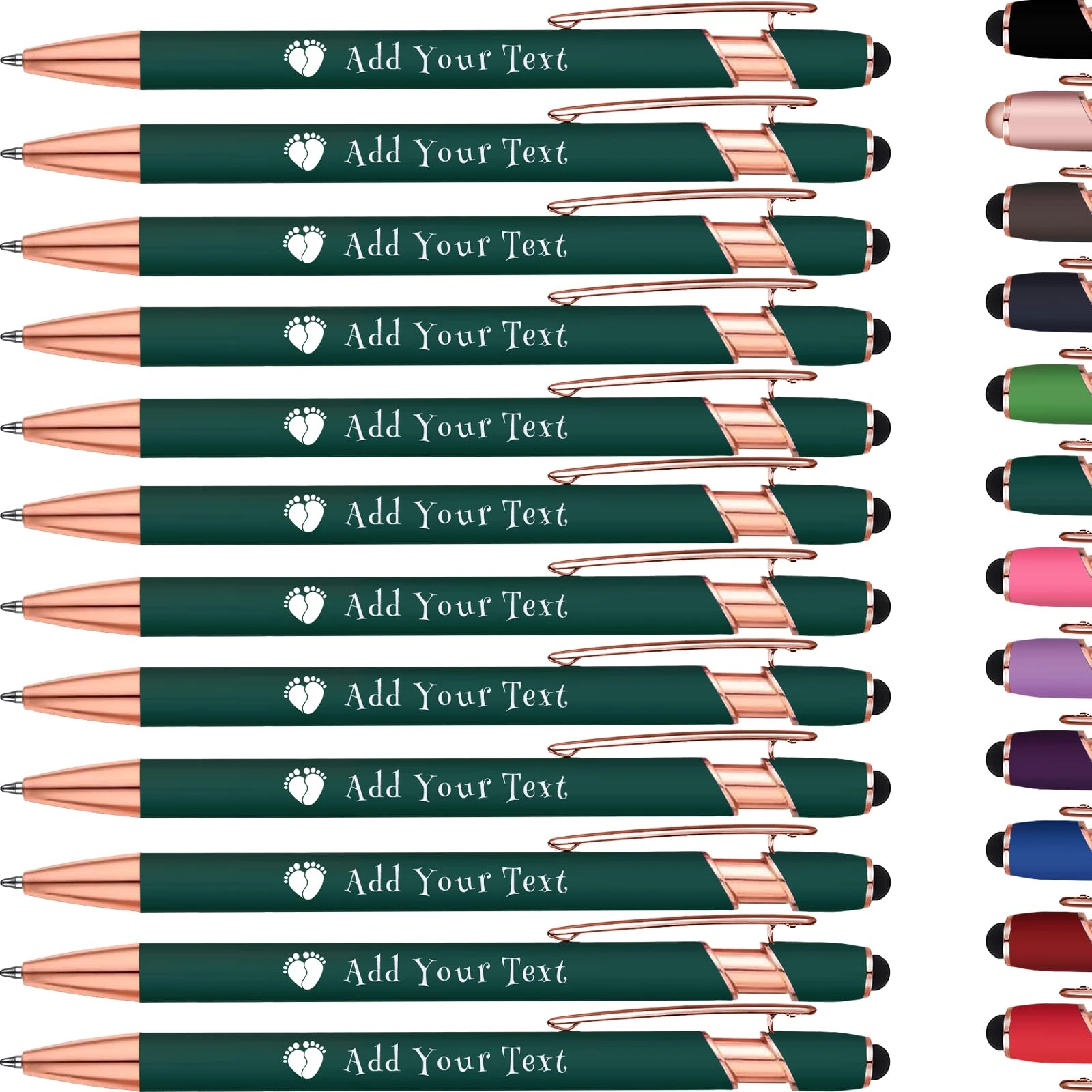 KoelntDIY Personalised Pens Custom Ballpoint Pen with Stylus Tip Customised Engraved Metal Pen with Name Text Logo for Business Writing Graduation Journaling Signature 12 Colors