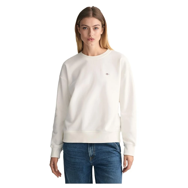 GANT Women's Shield C-Neck Sweat Sweatshirt, Eggshell, XS