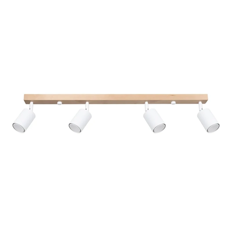 Sollux Verdo Modern Ceiling Spotlight Bar Wood, White 4 x GU10