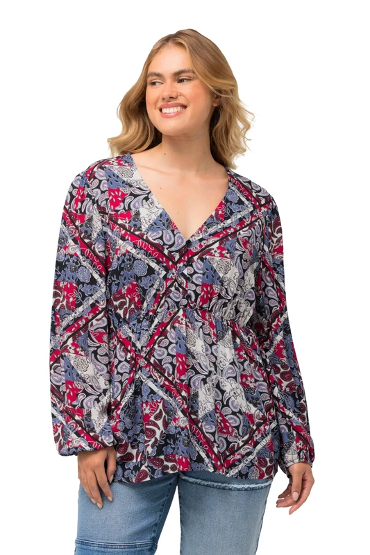 Ulla Popken Women's Peplum Blouse, Black, 20 UK/22 UK