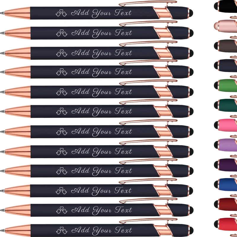 KoelntDIY Personalised Pens Custom Ballpoint Pen with Stylus Tip Customised Engraved Metal Pen with Name Text Logo for Business Writing Graduation Journaling Signature 12 Colors
