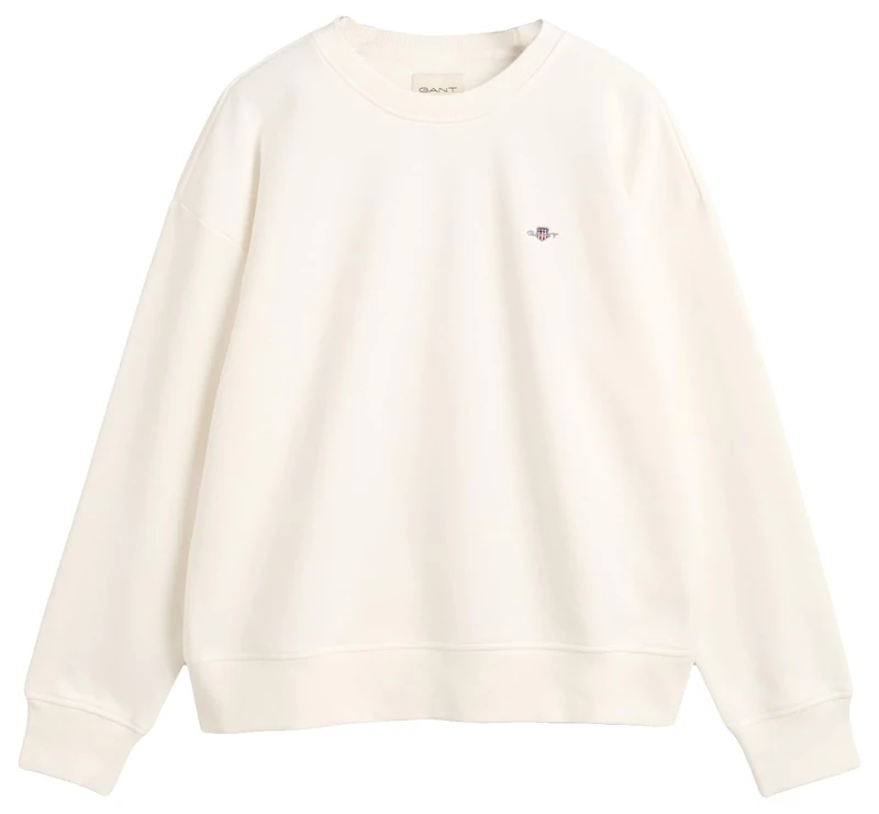 GANT Women's Shield C-Neck Sweat Sweatshirt, Eggshell, L