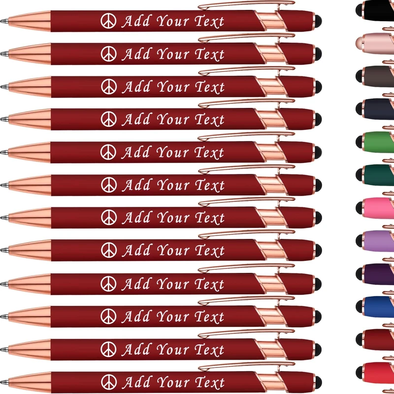 KoelntDIY Personalised Pens Custom Ballpoint Pen with Stylus Tip Customised Engraved Metal Pen with Name Text Logo for Business Writing Graduation Journaling Signature 12 Colors