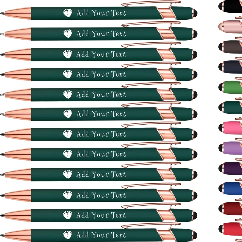 KoelntDIY Personalised Pens Custom Ballpoint Pen with Stylus Tip Customised Engraved Metal Pen with Name Text Logo for Business Writing Graduation Journaling Signature 12 Colors