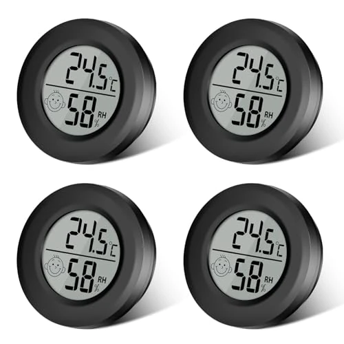 4 Pack Mini Digital Hygrometer Thermometer, Indoor Thermometer Hygrometer Room Temperature and Humidity Monitor Meter Gauge Temperature °C /°F Switchable for Home, Office, Car, Baby Room
