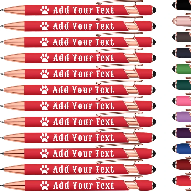 KoelntDIY Personalised Pens Custom Ballpoint Pen with Stylus Tip Customised Engraved Metal Pen with Name Text Logo for Business Writing Graduation Journaling Signature 12 Colors