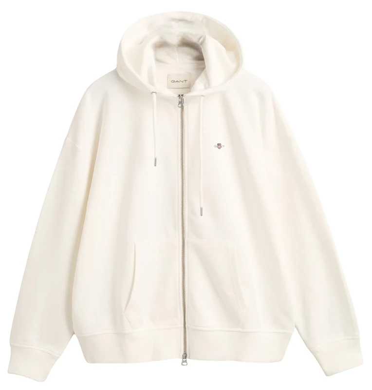 GANT Women's Shield Zip Hoodie Hooded Sweatshirt, Eggshell, XS