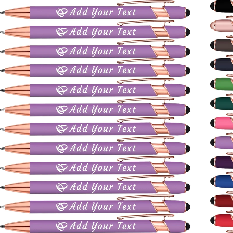 KoelntDIY Personalised Pens Custom Ballpoint Pen with Stylus Tip Customised Engraved Metal Pen with Name Text Logo for Business Writing Graduation Journaling Signature 12 Colors