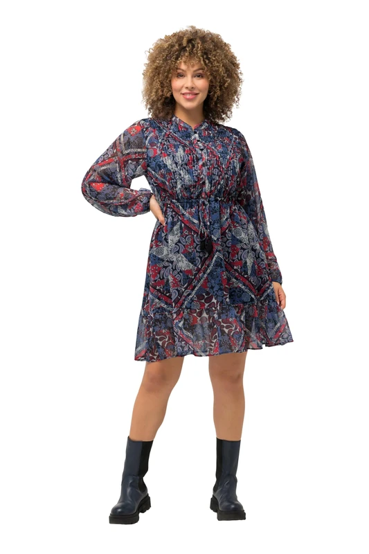 Ulla Popken Women's Pleated and Paisley Print Dress, Black, 24-26 - Image 1