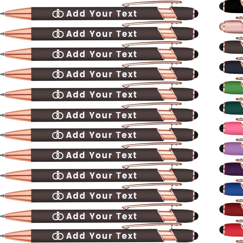 KoelntDIY Personalised Pens Custom Ballpoint Pen with Stylus Tip Customised Engraved Metal Pen with Name Text Logo for Business Writing Graduation Journaling Signature 12 Colors