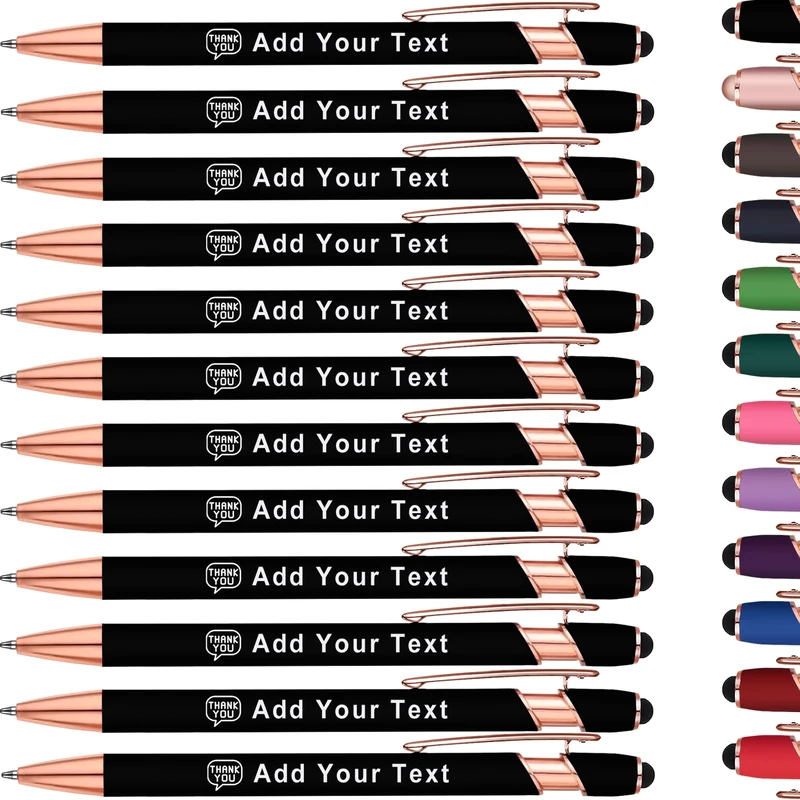 KoelntDIY Personalised Pens Custom Ballpoint Pen with Stylus Tip Customised Engraved Metal Pen with Name Text Logo for Business Writing Graduation Journaling Signature 12 Colors