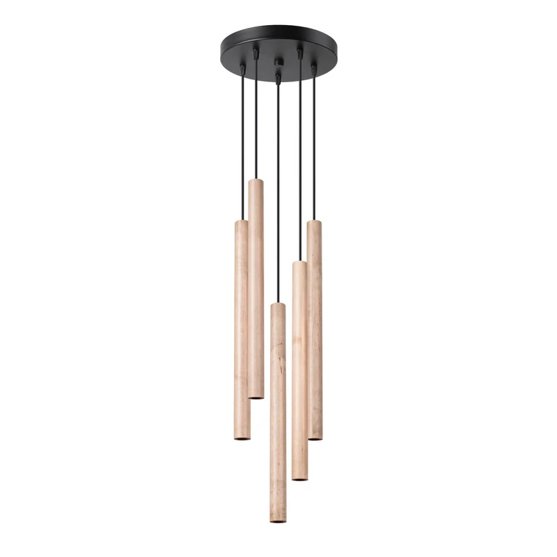 Sollux Pastelo Modern Wooden Cluster Pendant Light 5 x G9